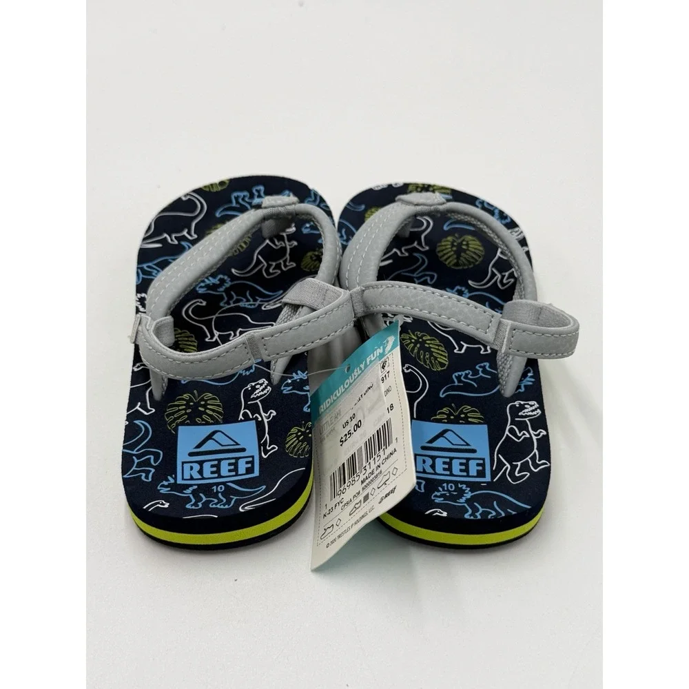 Reef Toddler Little Ahi Water Friendly Dino Flip Flop Boys Girls Size 10 New